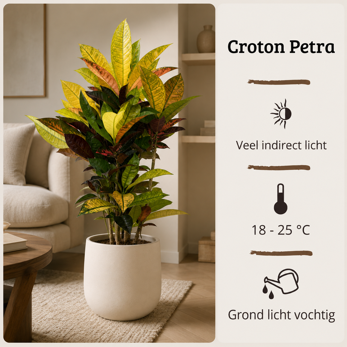 Codiaeum variegatum Petra - 70-90 cm Hoog